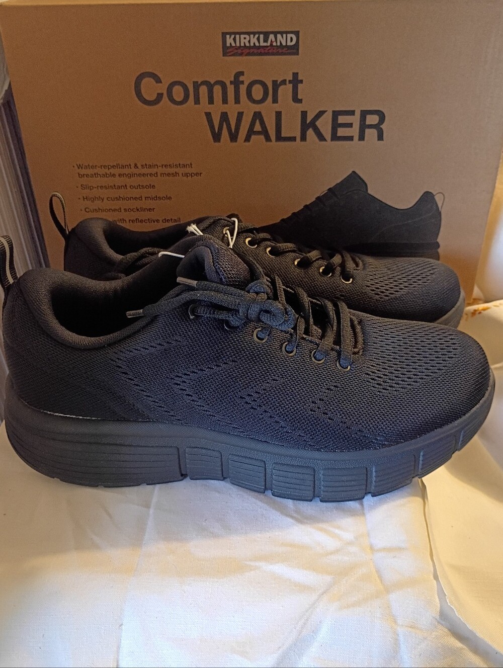 New! Kirkland Signature Men's Black Comfort Walker Shoes Size 8.5